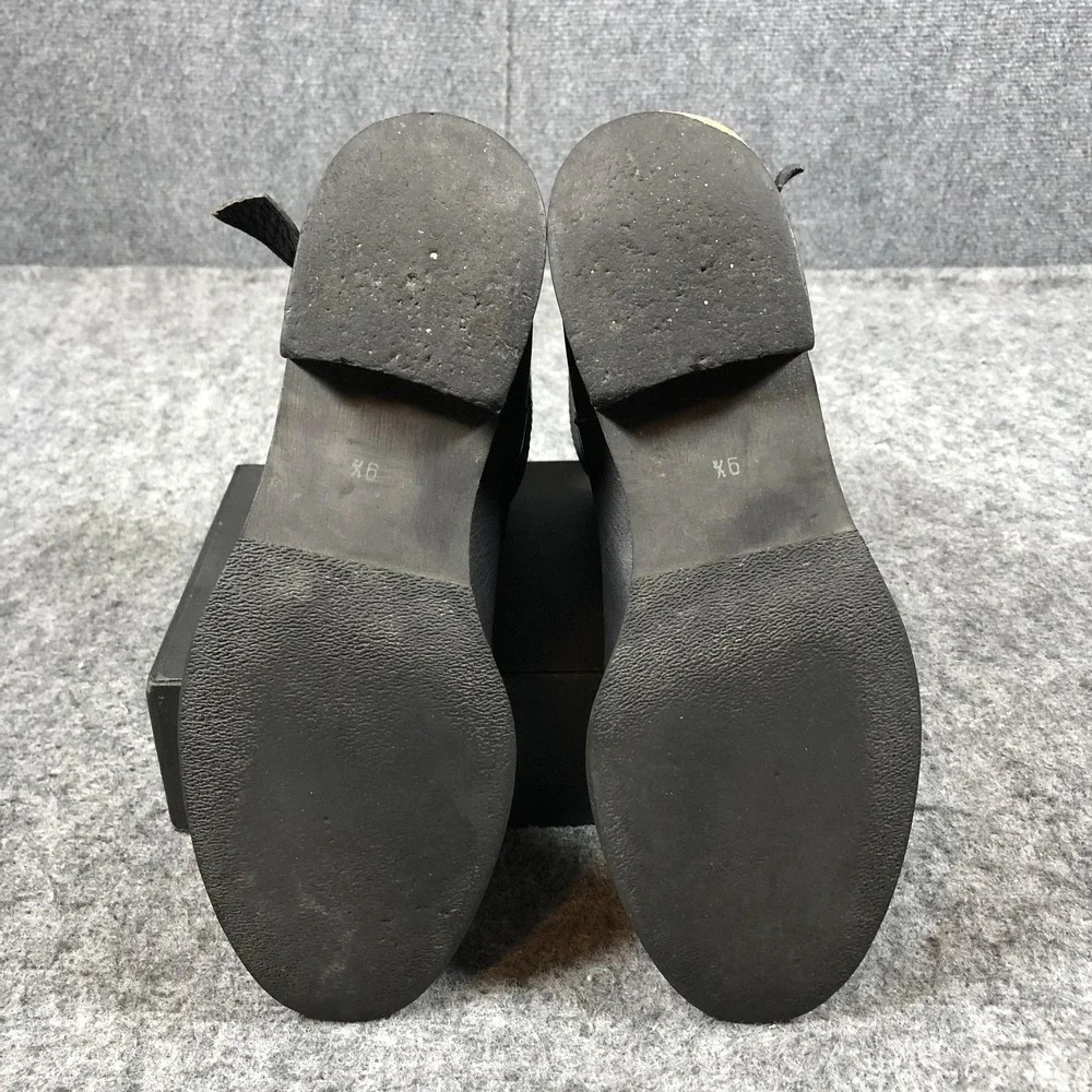 Madewell Ankle Boots‎ Womens 9.5 Black Leather Strap Pull On Low Heel 03827